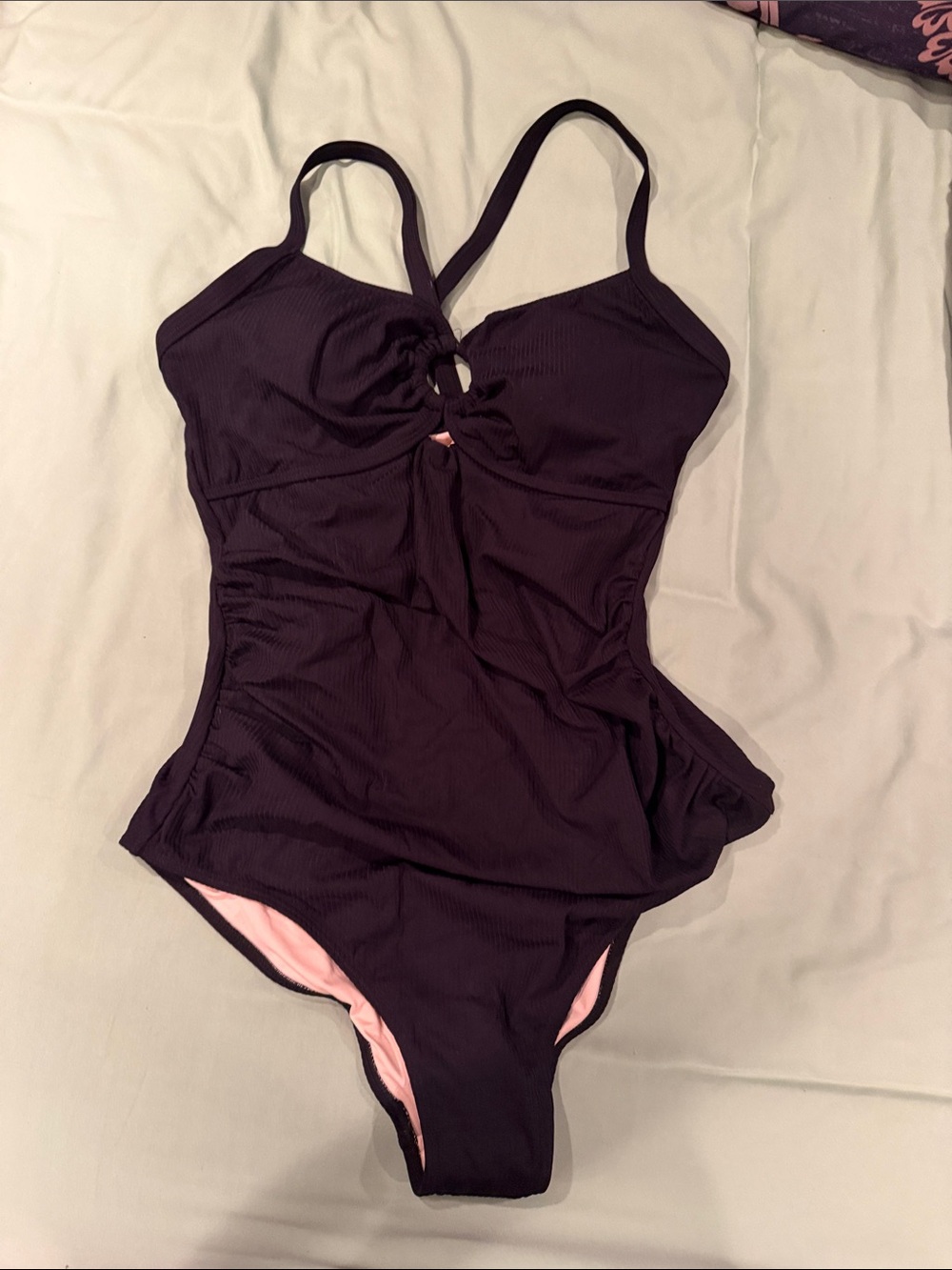 Classic One-Piece Swim Bodysuit in Deep Plum